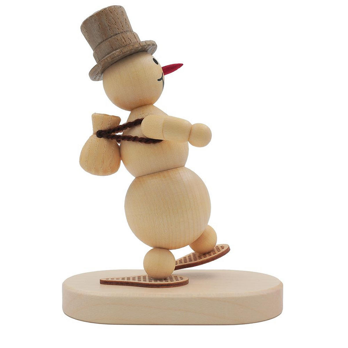 HOLZFIGUR Schneemann Schneewanderer auf Sockel 11 cm - Multicolor, Holz (9/13/0.1cm)