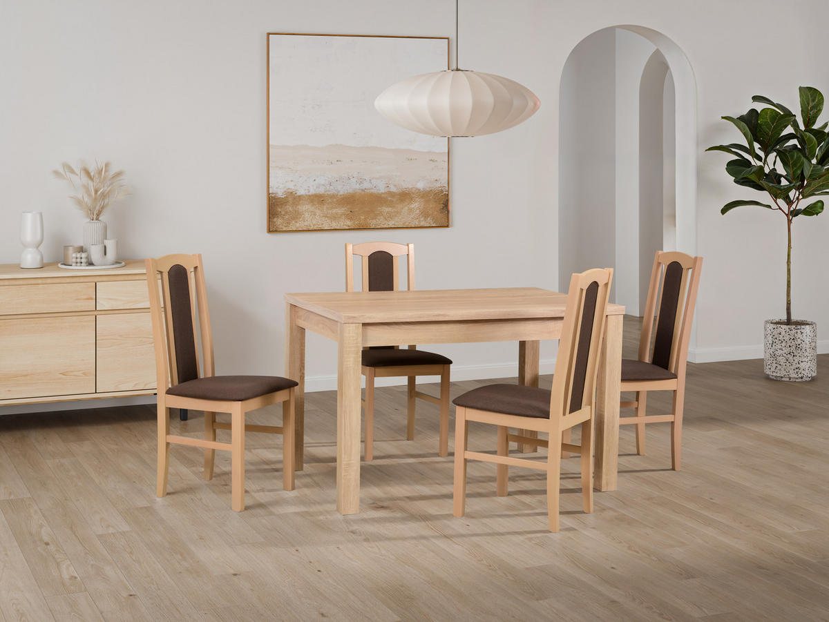 ESSZIMMERSTUHL – Set 4x Bos 7 Sonoma, soro 28 - Braun/Sonoma Eiche, Holz (43/96/40cm) - Leaf Design