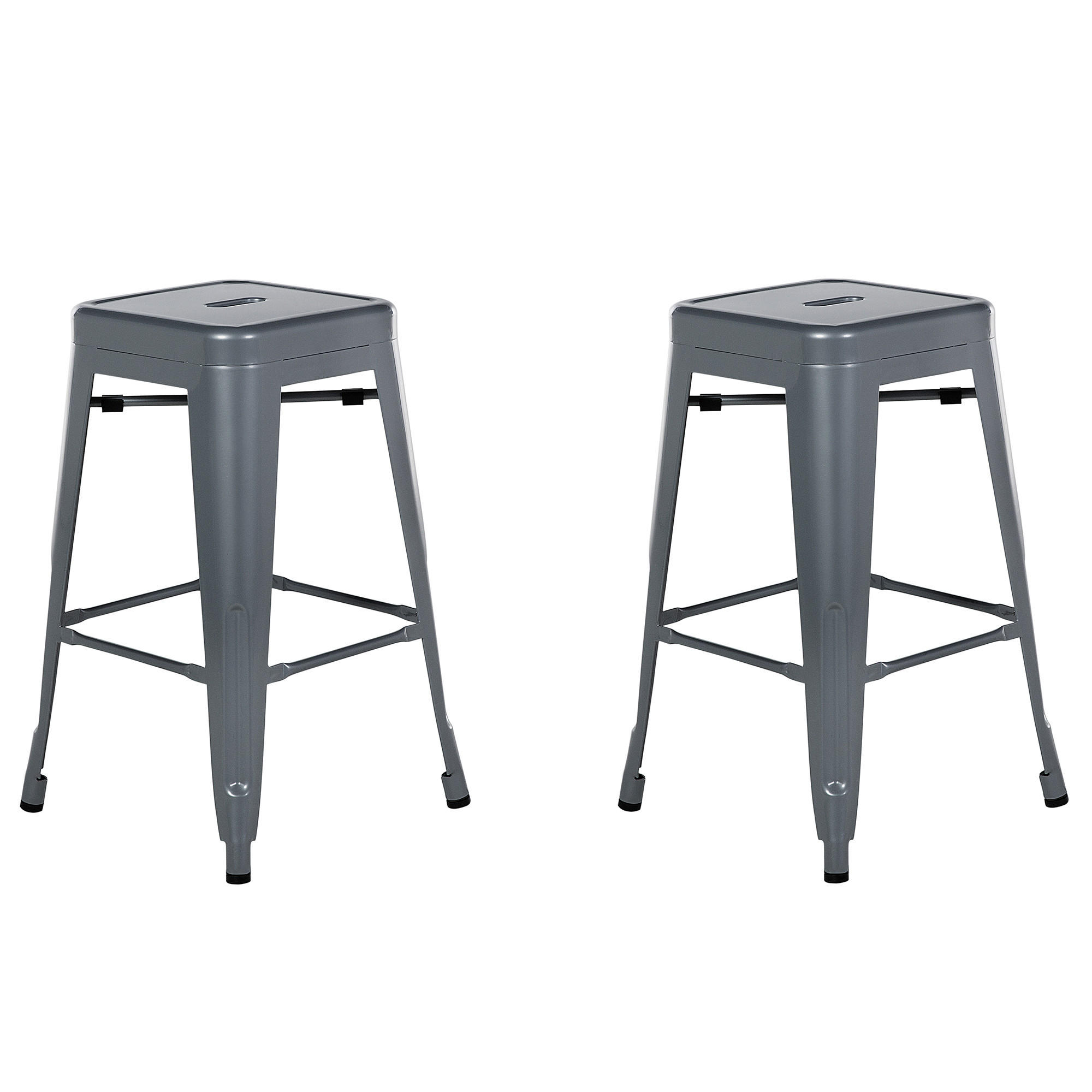 HOCKER 2er-Set Metall Grau Cabrillo - Grau, Metall (40/60/40cm) - Beliani