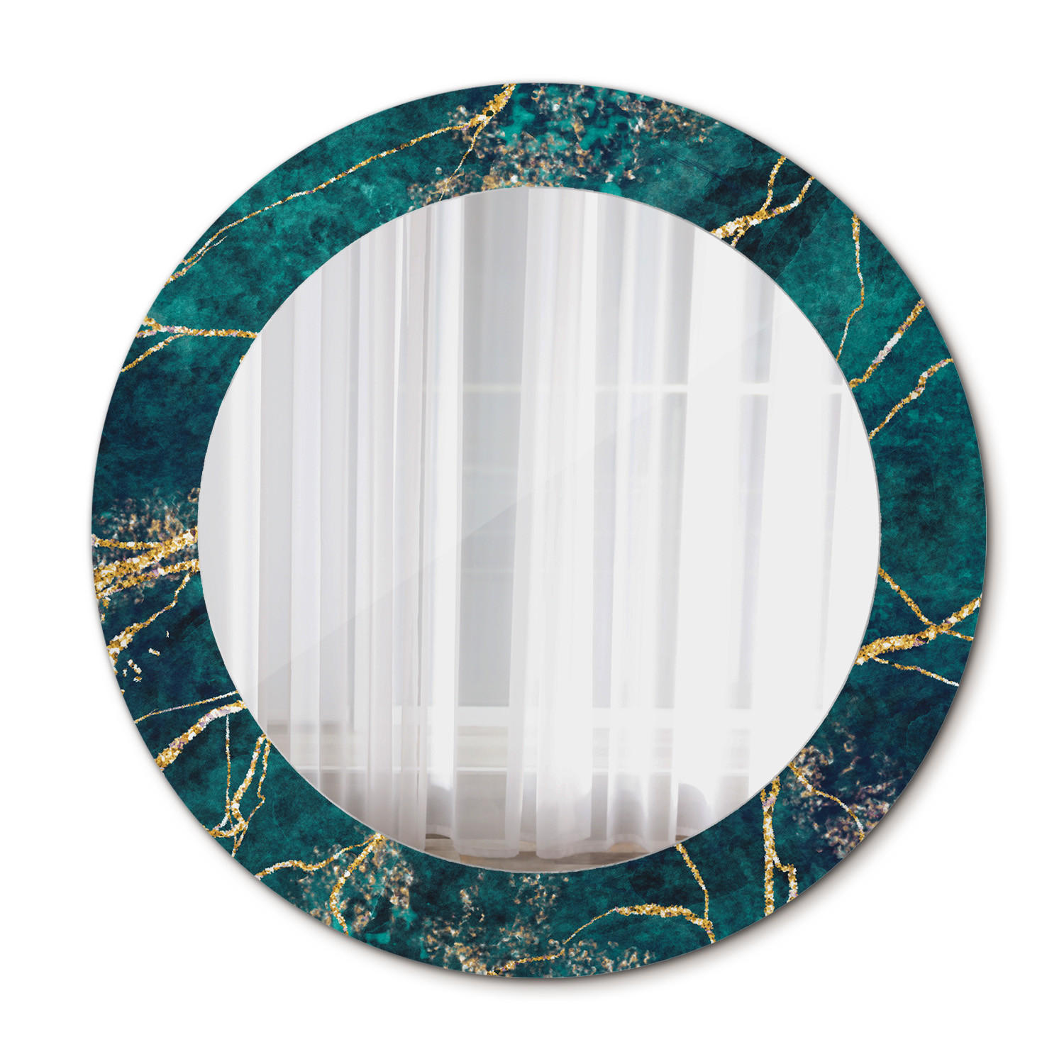 SPIEGEL Ø60 cm Rund mit Aufdruck - Türkis, Glas (60/60/0.4cm) - TULUP