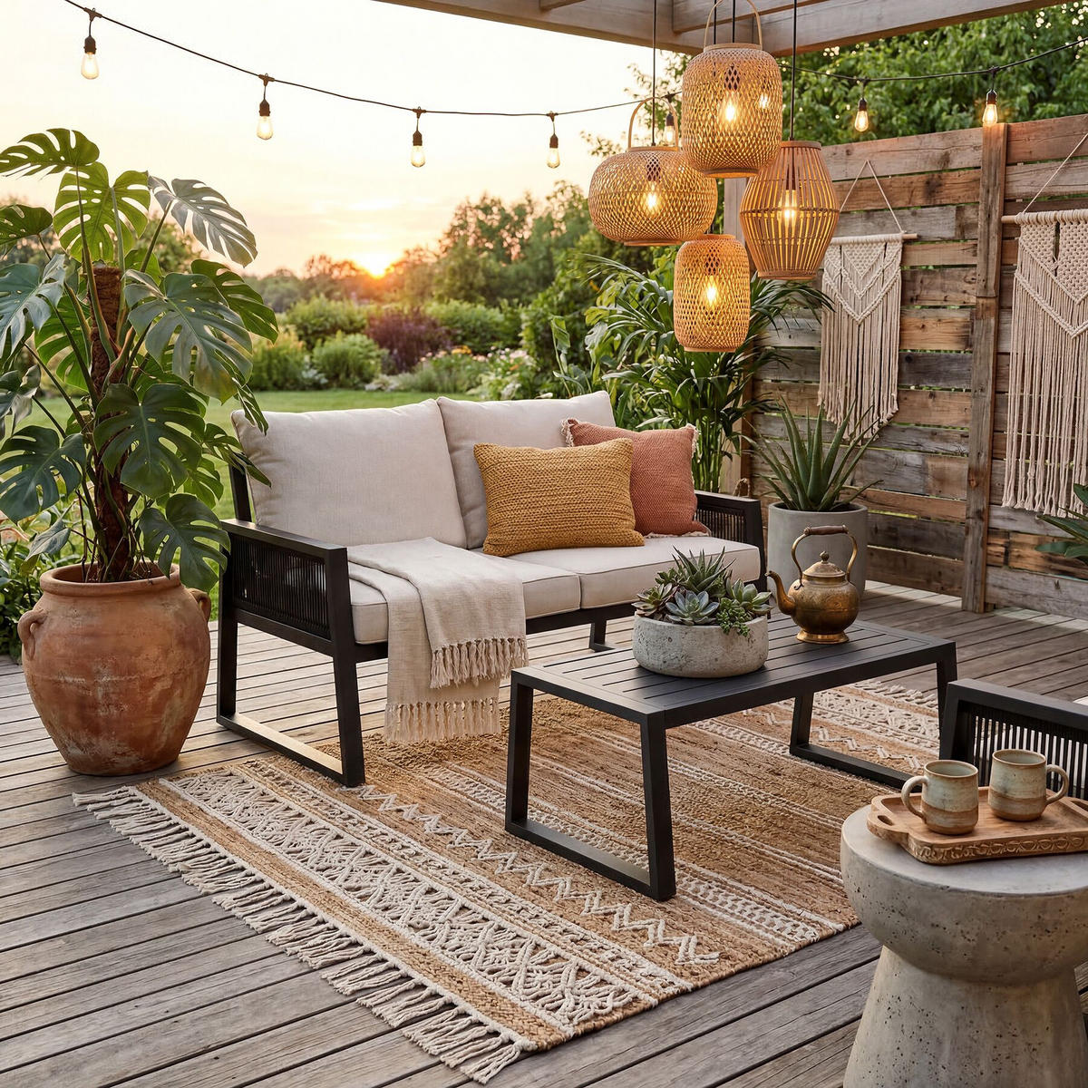 GARTENLOUNGE-SET 2-teilig Captive Aluminium Rope-Design inkl. Polster 126x76,5x85cm anthrazit - Anthrazit, Kunststoff/Metall - tectake