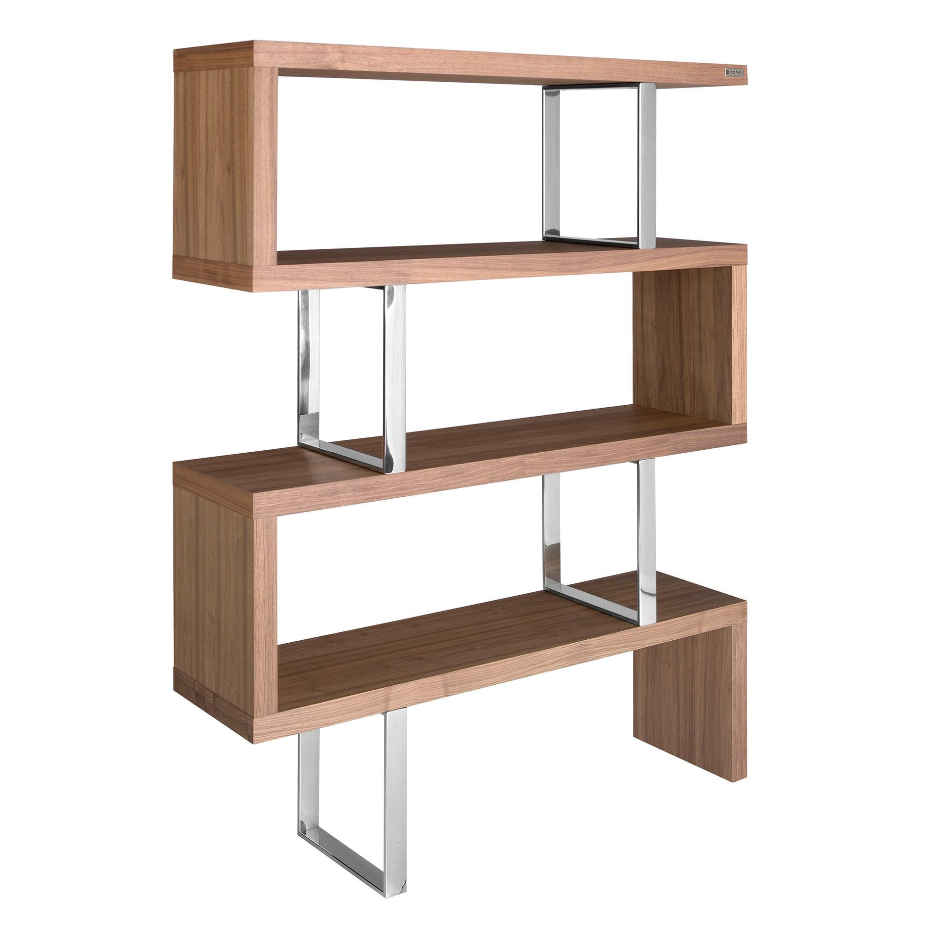 REGAL Regale aus Nussbaum und Stahl 130/35/170 cm - Edelstahlfarben/Walnussfarben, Holz/Metall (130/170/30cm) - ANGEL CERDA