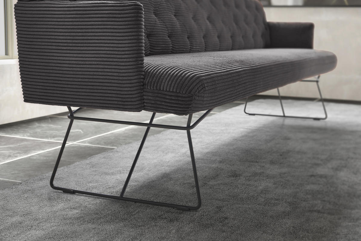 ESSZIMMERBANK CHARME Grau Cord - Grau, Textil (166/85/69cm) - KAWOLA
