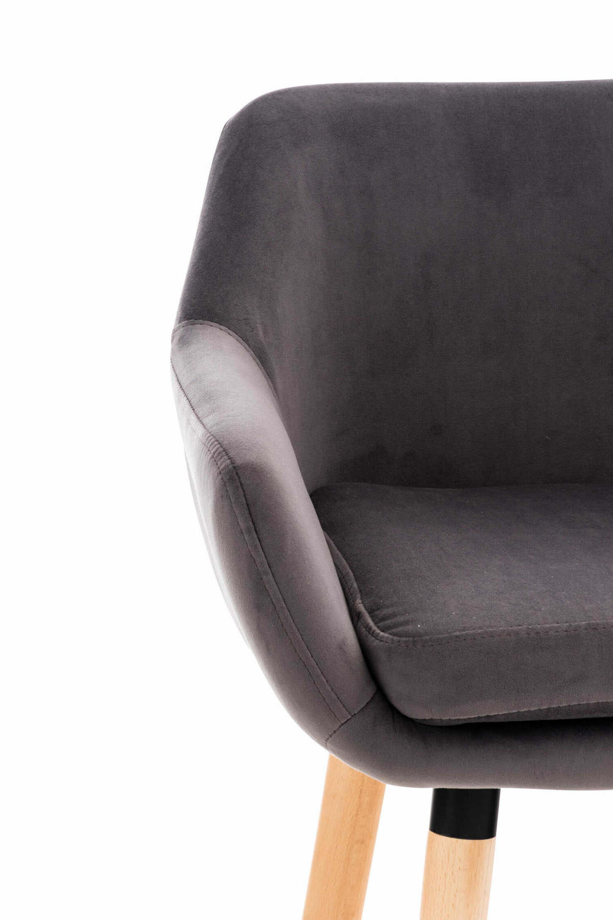 BARHOCKER Grande, Gestell Holz, Samt Grau - Braun/Grau, Holz/Textil (55/99/46cm) - TPFLiving