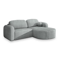 ECKSOFA AMILIA P R-S Hellgrau Kordstoff mit Schlaffunktion - Hellgrau, Holz (263/174cm) - MASSENO