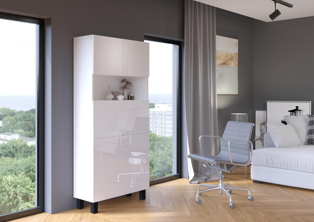 SCHREIBTISCH Weiß Hochglanz 80/175/92 - Weiß Hochglanz, Holzwerkstoff (90/50/175cm) - RAUMHIRSCH FURNITURE