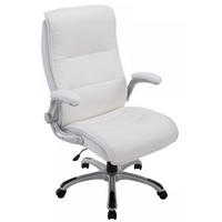 CHEFSESSEL Lederlook weiß - Weiß/Grau, Kunststoff/Textil (74/108/76cm) - CLP