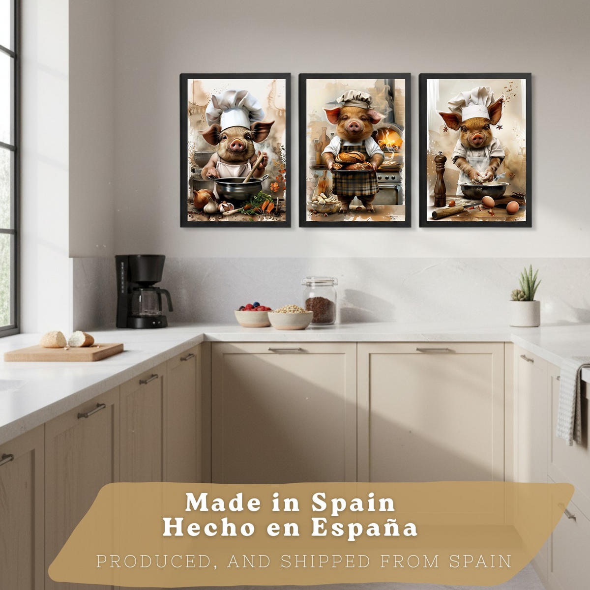 PLAKAT Sada 3 Dorty A3 Černý rám - černá, papír (29.7/1/42cm) - Nacnic