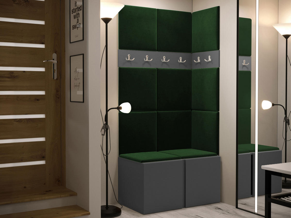 MOBILIER PENTRU HOL Orion I - verde/grafit, material plastic/compozit lemnos (84/186/46cm) - MIRJAN24