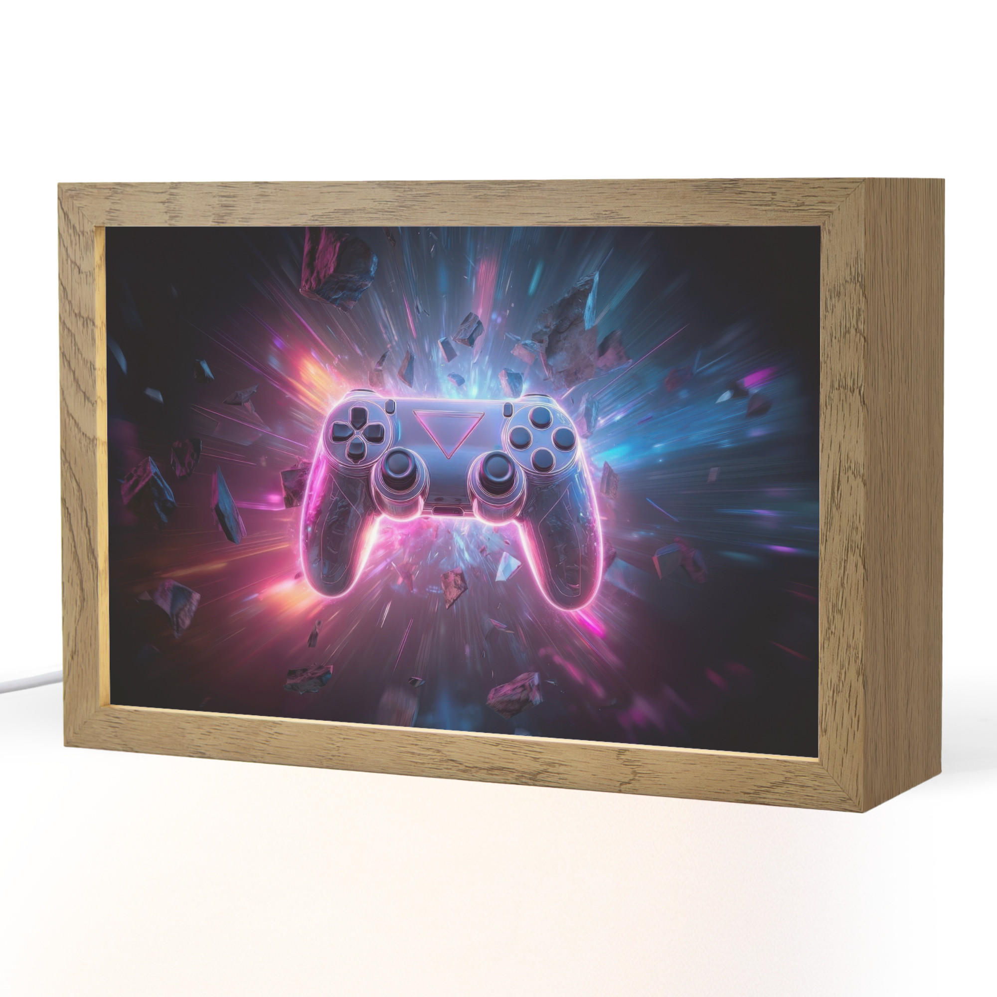 NACHTTISCHLAMPE Controller - Neon - Explosion - Abstrakt 30x20 cm - Violett, Holzwerkstoff (8/30/20cm)