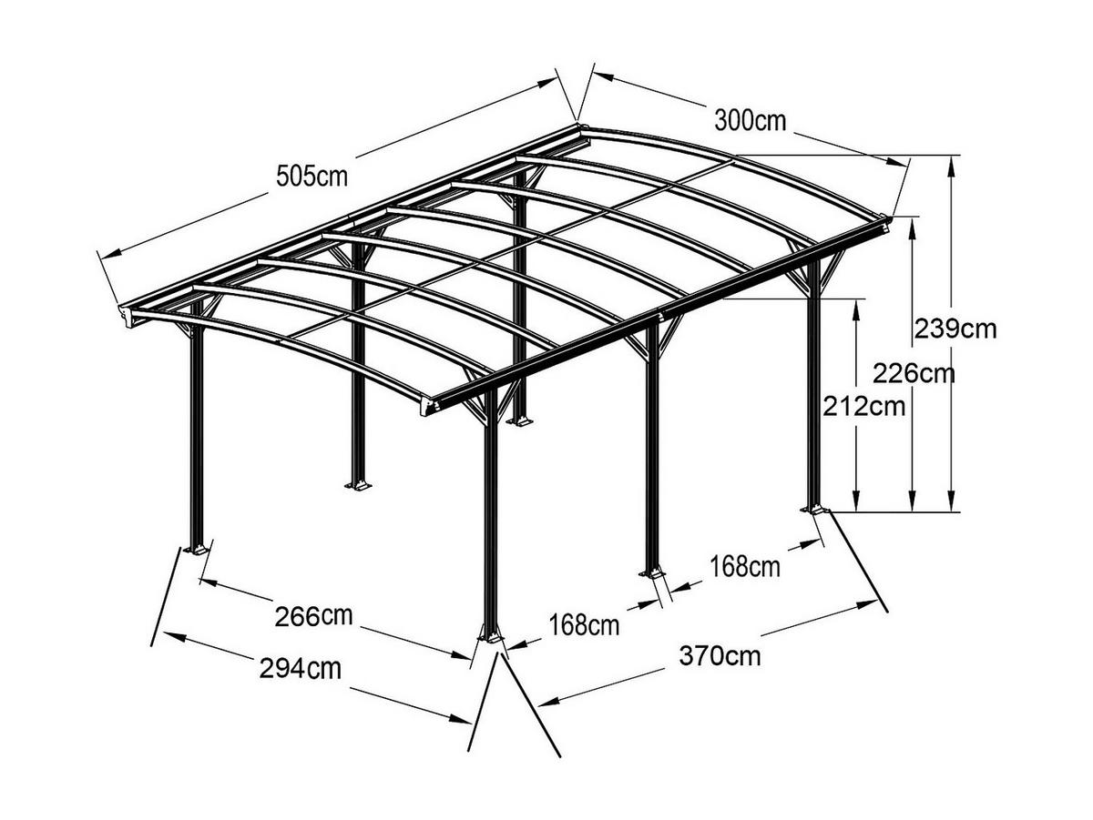 FREISTEHENDES Carport - 1 Person - plastik - weiß Baresa - Weiß, Kunststoff/Metall (370/210/294cm) - Vente-Unique