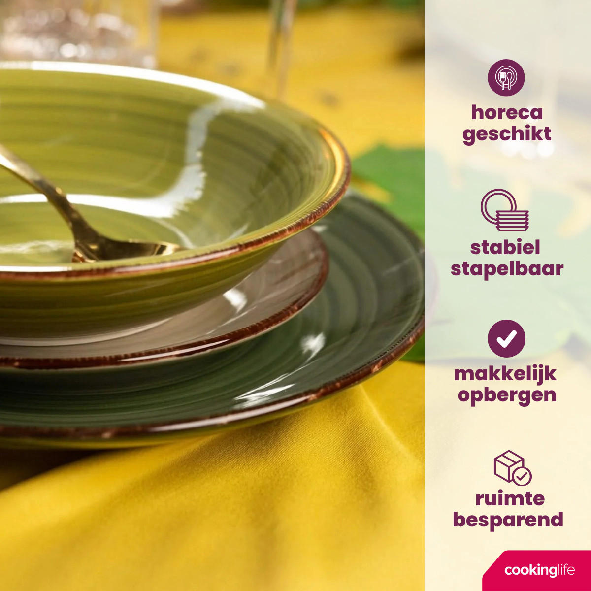 COOKINGLIFE Speiseteller Delice Grün ø 26,5 cm - 6 Stück - Grün, Keramik (26.5cm) - Cookinglife