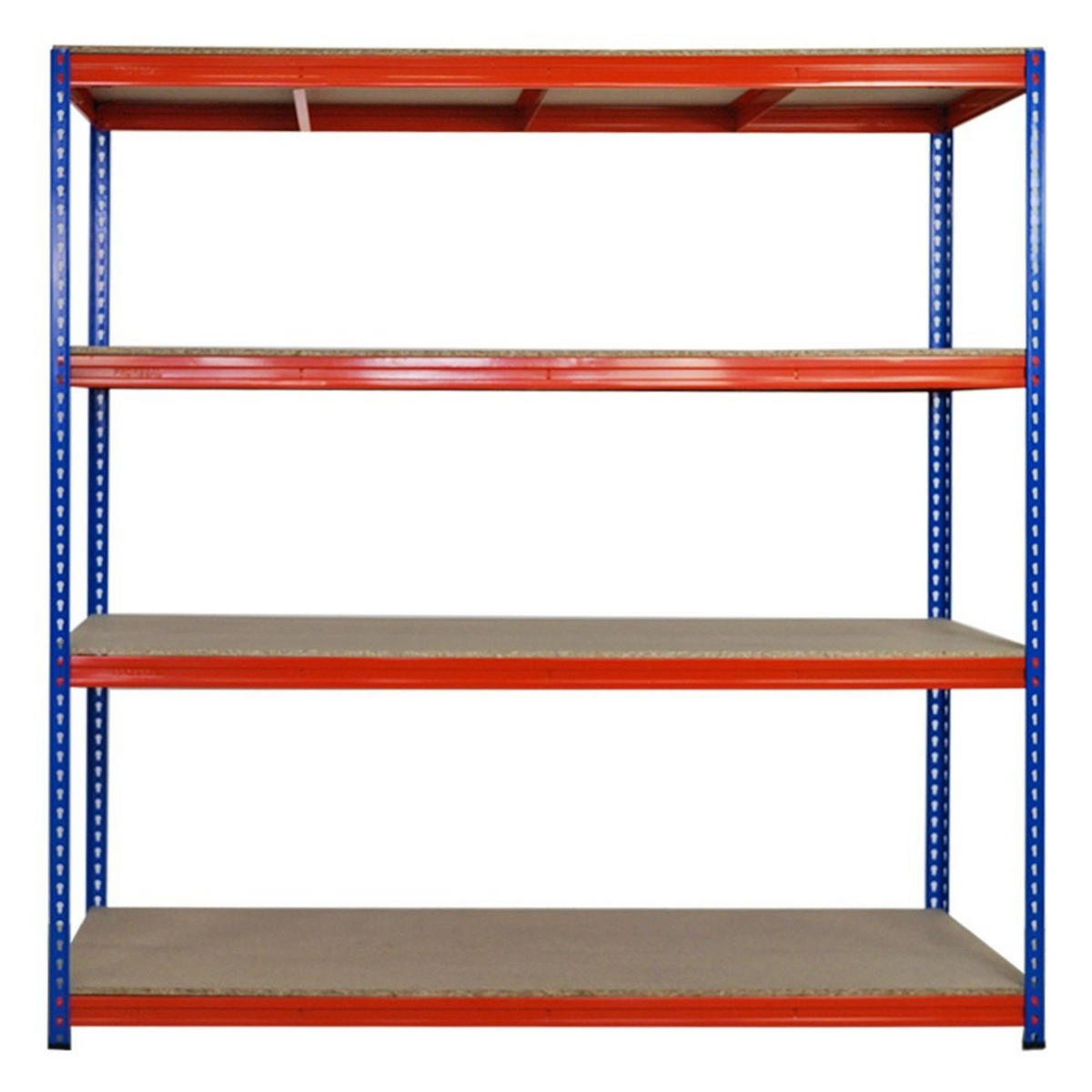 SCHWERLASTREGAL Bison 200x200x60 cm 4 Spanplatten-Ebenen 16mm Fachlast 600 kg Blau-Orange - Blau, Metall (200/200/60cm) - PROREGAL