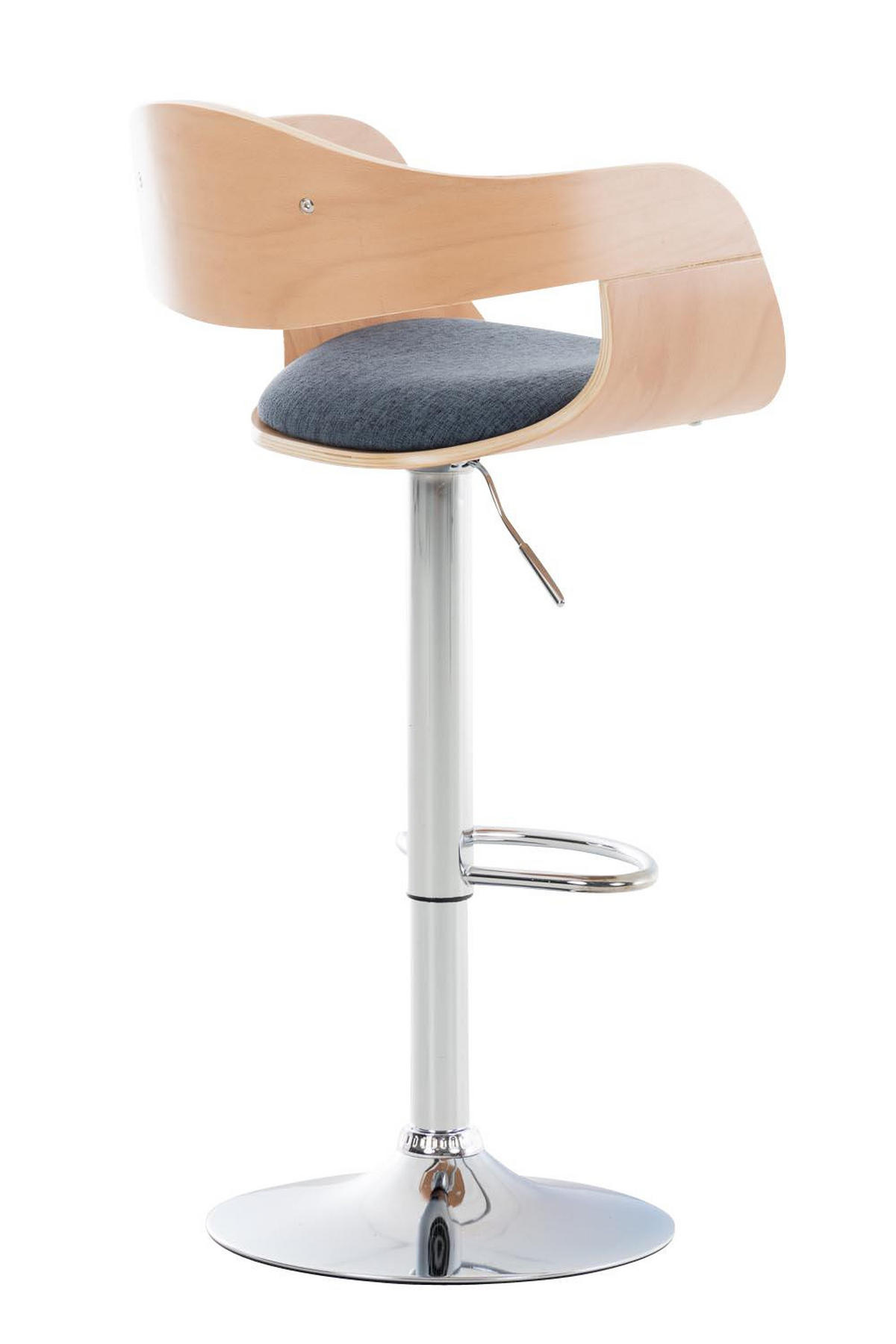 BARHOCKER Stoff natura/blau - Blau/Eukalyptusholzfarben, Textil/Metall (50/88/48cm) - CLP