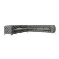 ECKSOFA Chesterfield Laura Grau Samt - Silberfarben/Grau, Holz/Textil (323/323cm) - S-Style Möbel