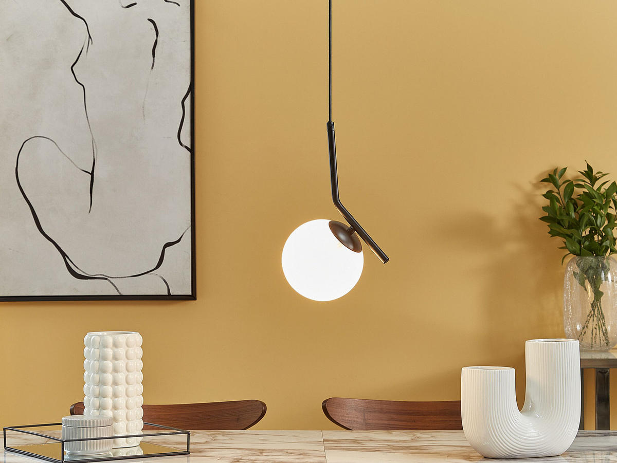 HÄNGELEUCHTE Wapiti 15/15/115 cm - Weiß, Glas (15/15/115cm) - Beliani