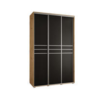 SCHWEBETÜRENSCHRANK 235,2/160/60 3-türig - Silberfarben/Schwarz, Holz/Metall (160/235/60cm) - Abiks Möbel