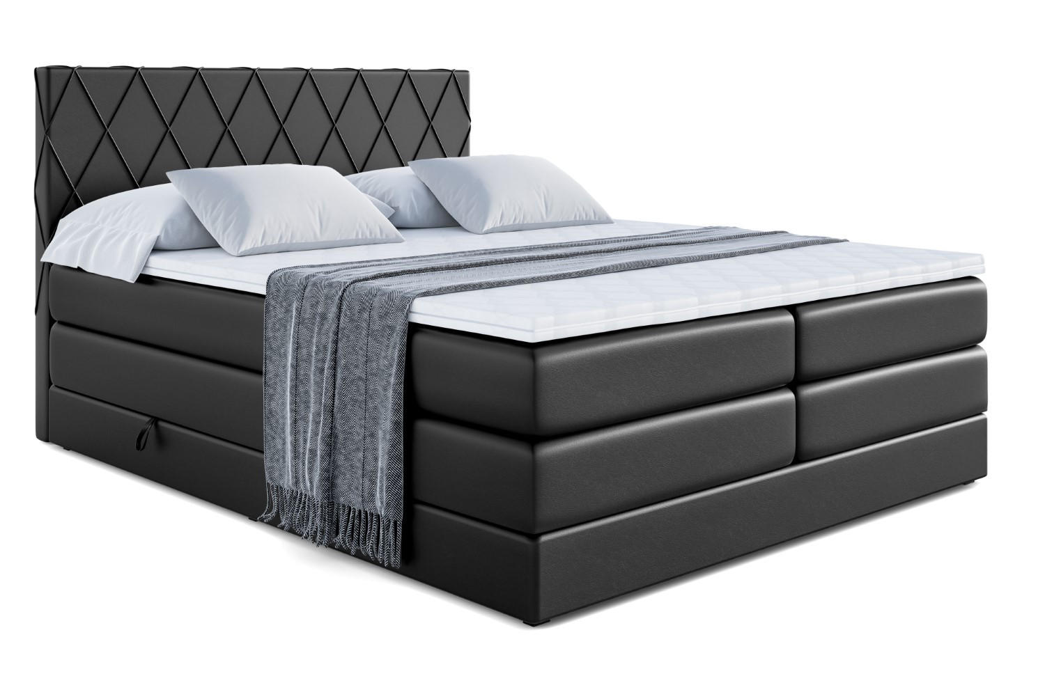 BOXSPRINGBETT LEPARO KING - 120 x 200 - H3/H4 - Schwarz Hochglanz - Schwarz Hochglanz, Holzwerkstoff (120/200cm) - ALTDECOR
