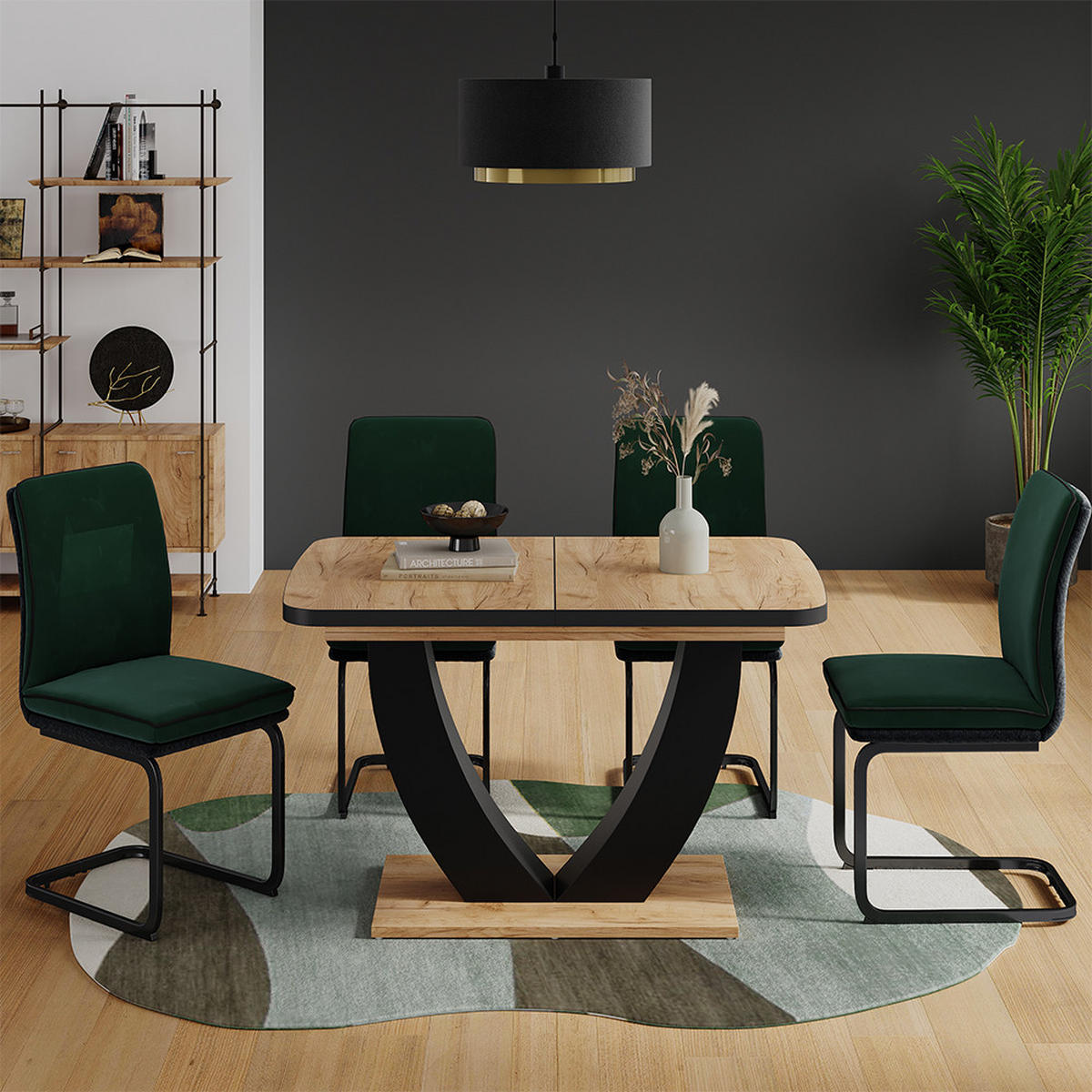 JEDÁLENSKÝ STÔL Fenaro Čierna/dubová - čierna/farba duba, kompozitné drevo (80/120/77.4cm) - Vicco