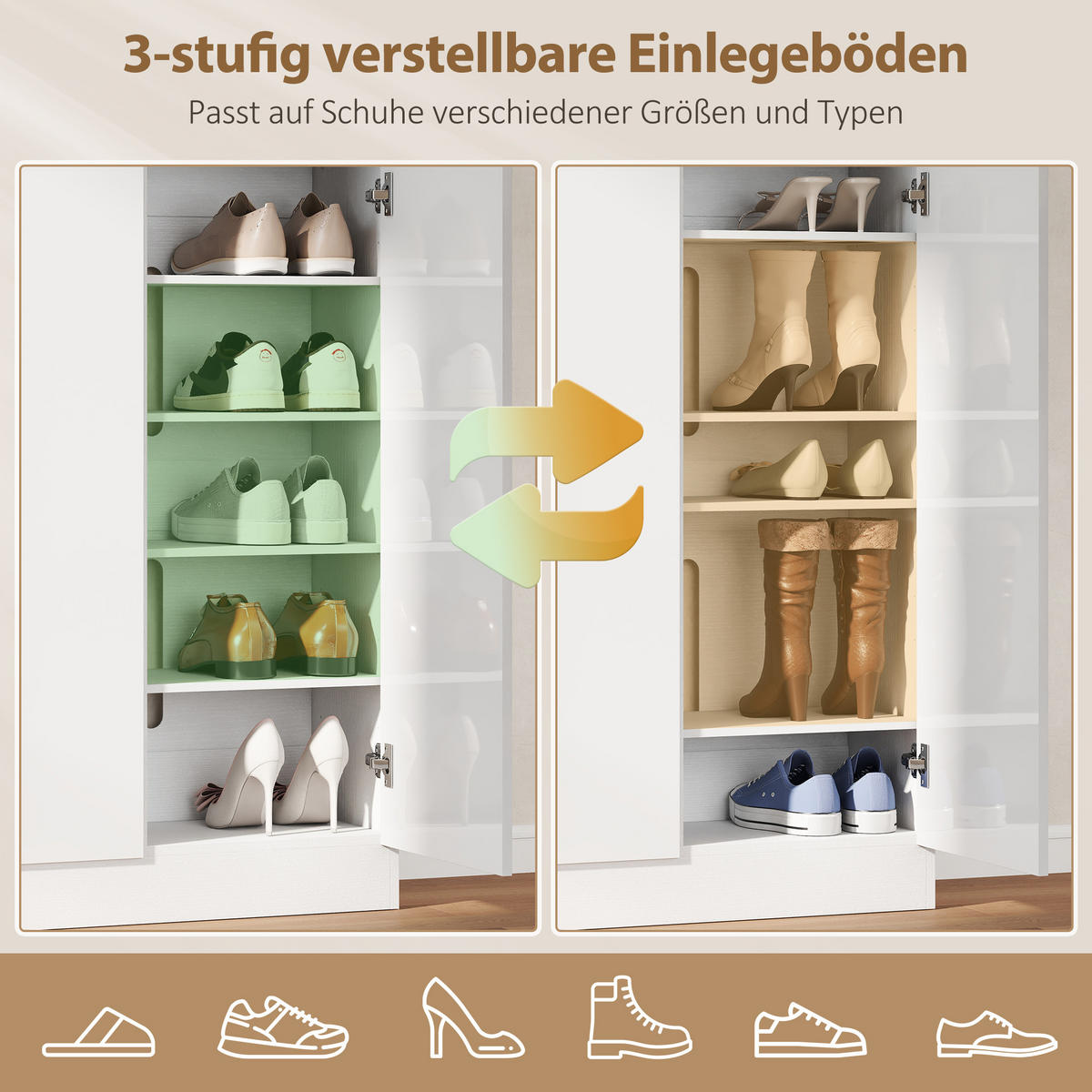 SCHUHSCHRANK Weiß 34.0/106.4/108.5 cm - Weiß, Holzwerkstoff (106.4/108.5/34cm)