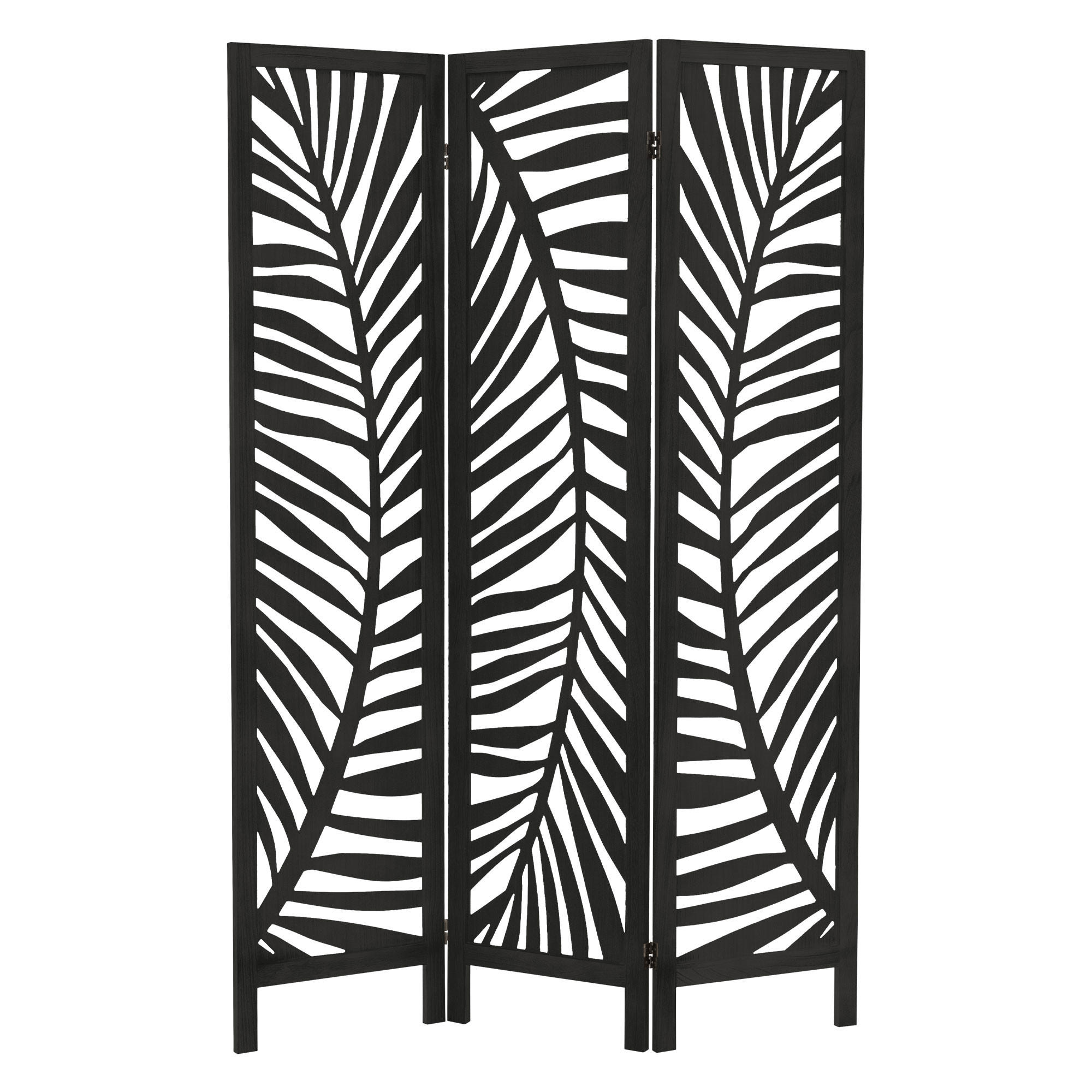 ML-DESIGN PARAVÁN, 3dílný, Fukuoka, 170 × 121 cm, černý, ze dřeva