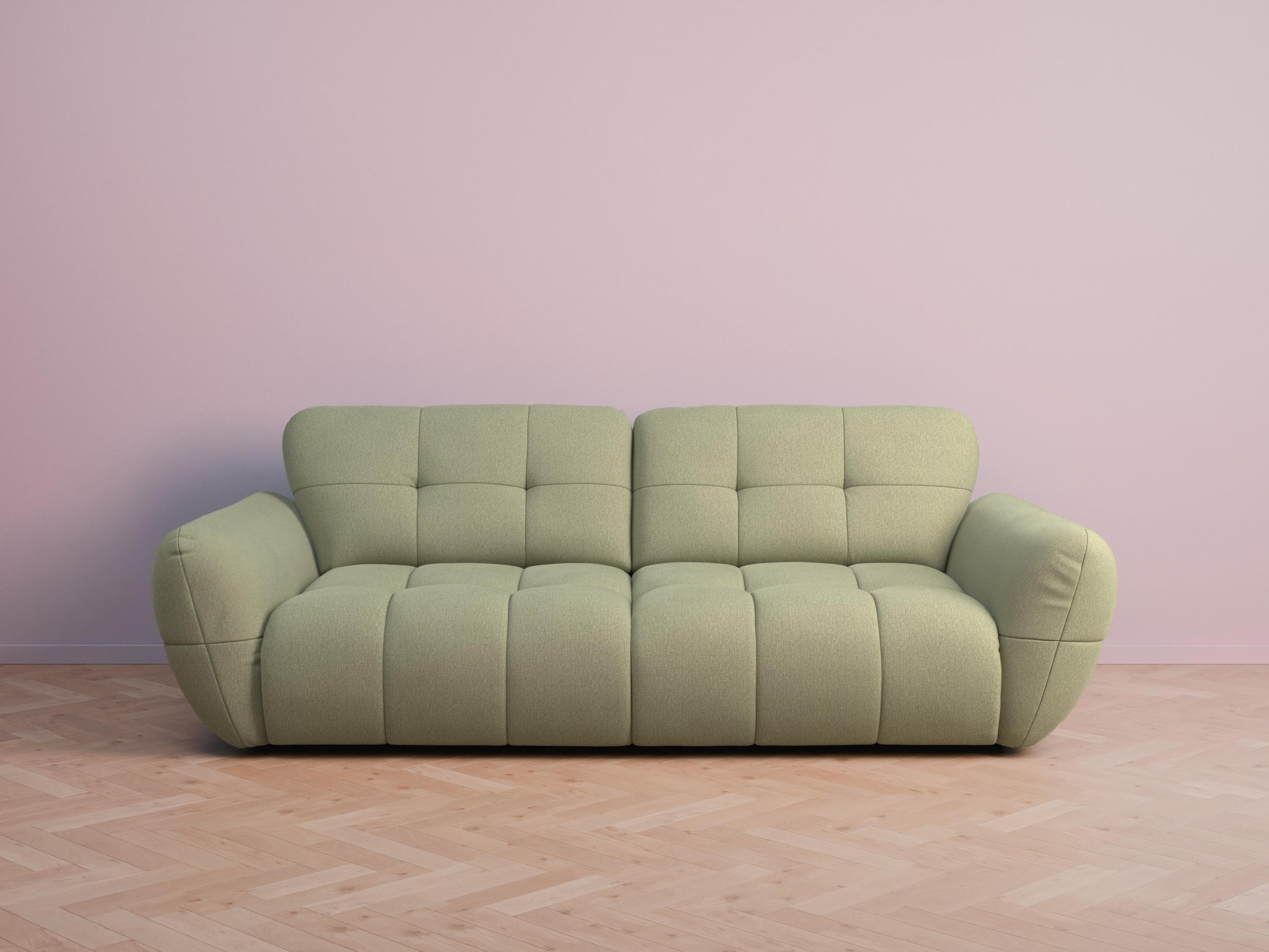 BIGSOFA Vannes Chenille Grün 272/134/68 cm - Hellgrün, Kunststoff/Textil (272/68/134cm) - foamnova