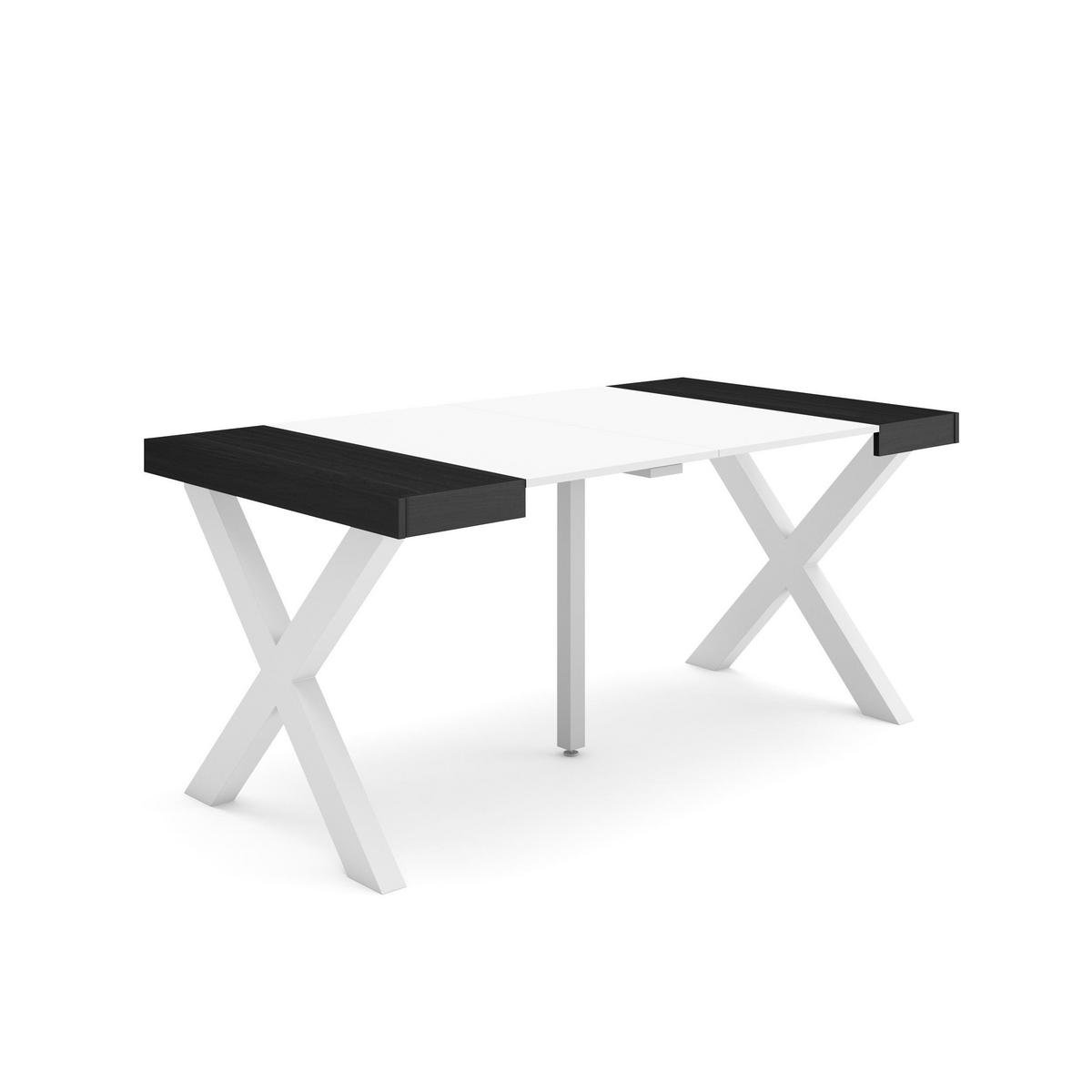 KONSOLENTISCH ausziehbar 58 bis 160cm, für 8 Gäste, weiß schwarz, 90/58/73cm - Schwarz/Weiß, Holzwerkstoff (90/160/73cm) - Skraut Home