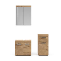 BADMÖBEL-SET Luna Eiche Wotan 3 Teile, mit Midischrank - Eiche Wotan, Holzwerkstoff (60/56/34cm) - Vicco