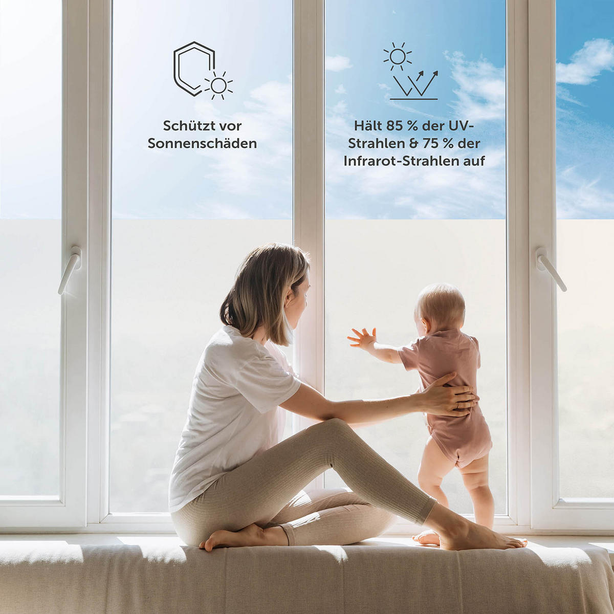 SICHTSCHUTZFOLIE 60/200 cm blickdicht & statisch haftend + UV-Schutz - Weiß - selbstklebend Fenster - Weiß, Kunststoff (60/200cm) - Blumtal