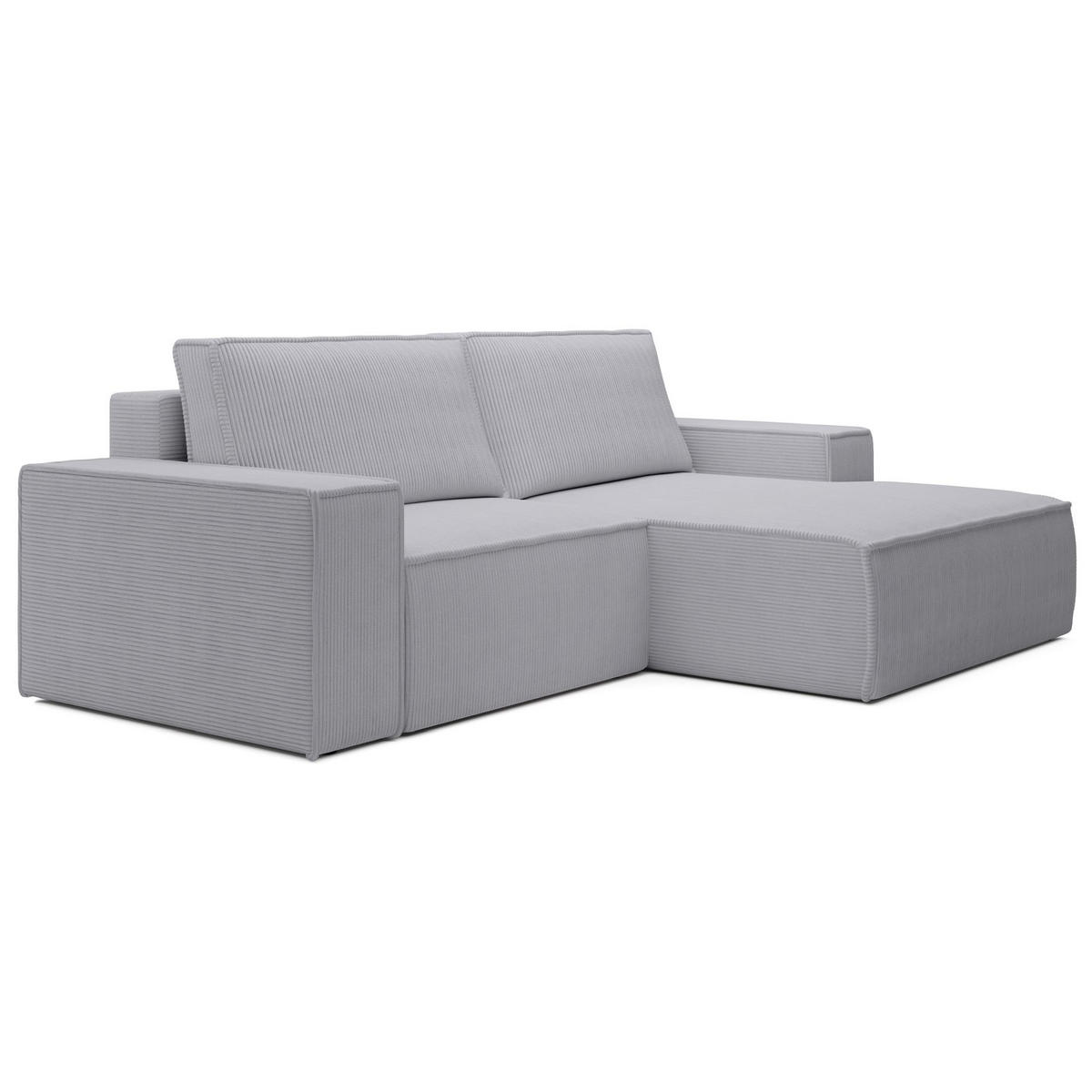 ECKSOFA Farese Mini mit Cordbezug Hellgrau, rechts - Hellgrau/Schwarz, Textil (240/167cm) - Selsey