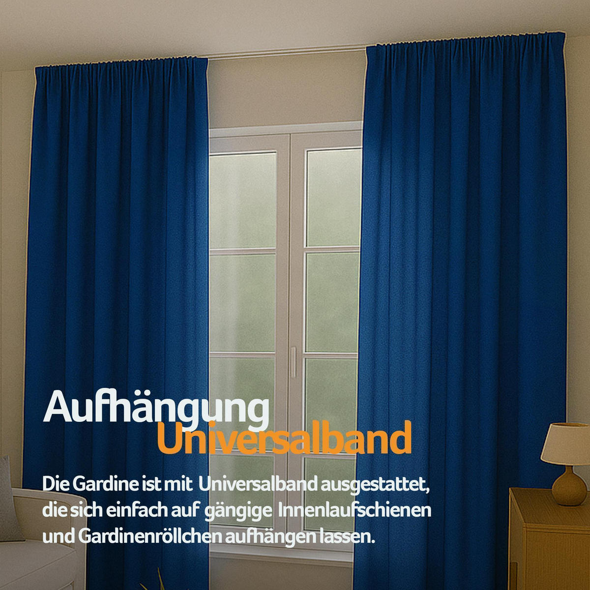 GARDINE Universalband "blickdicht" 2er Pack Blau 140x145 cm - Blau, Textil (140/145cm) - Bestlivings