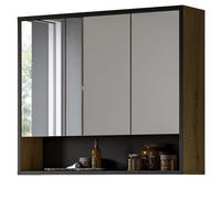 SPIEGELSCHRANK Eiche Artisan, schwarz 3-türig 80 cm, Badschrank mit Soft-Close - Eiche Artisan, Glas/Holzwerkstoff (80/68/19cm) - Inn.Furn