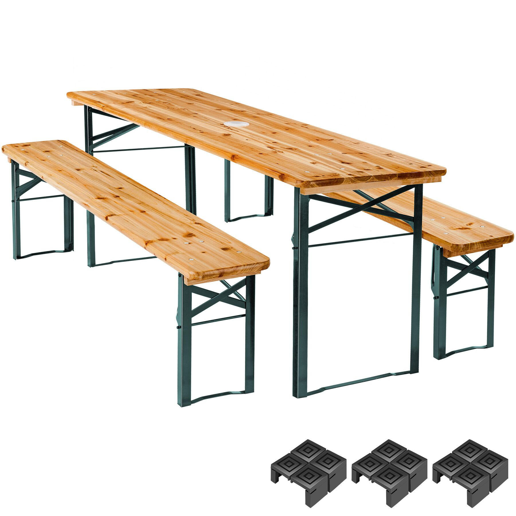 BIERZELTGARNITUR Ludwig,Holzlackierung mit Klarlack,braun - Braun, Naturmaterialien/Metall - tectake
