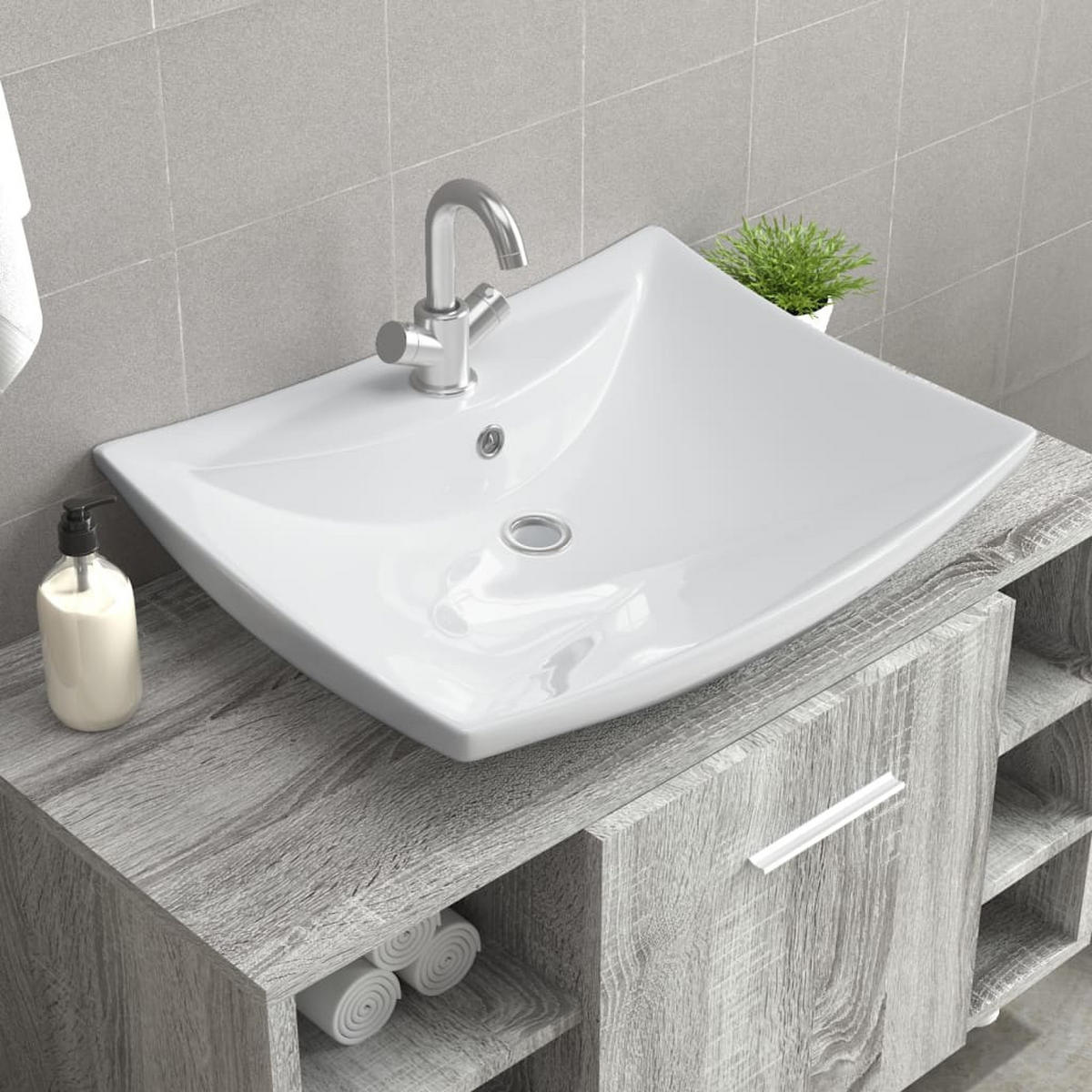 WASCHBECKEN Kozlowski 60/44/17 cm - Weiß, Keramik (60/17/44cm) - Nettlife