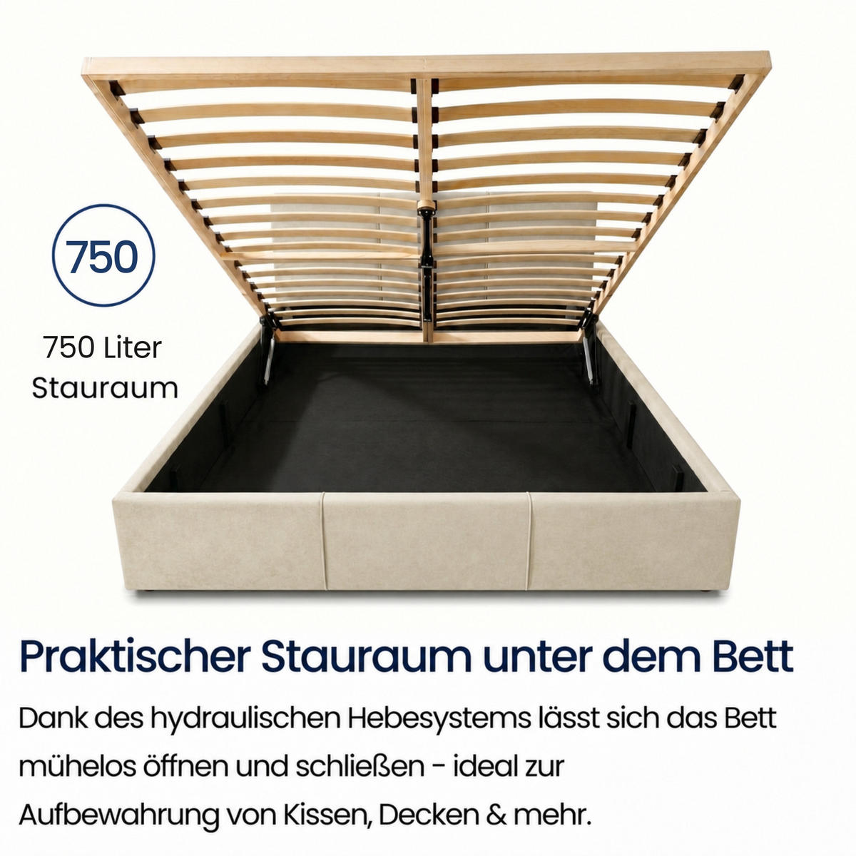 POLSTERBETT mit Stauraum 160x200 cm in Beige - Beige, Holzwerkstoff (100/200cm) - Home Collective