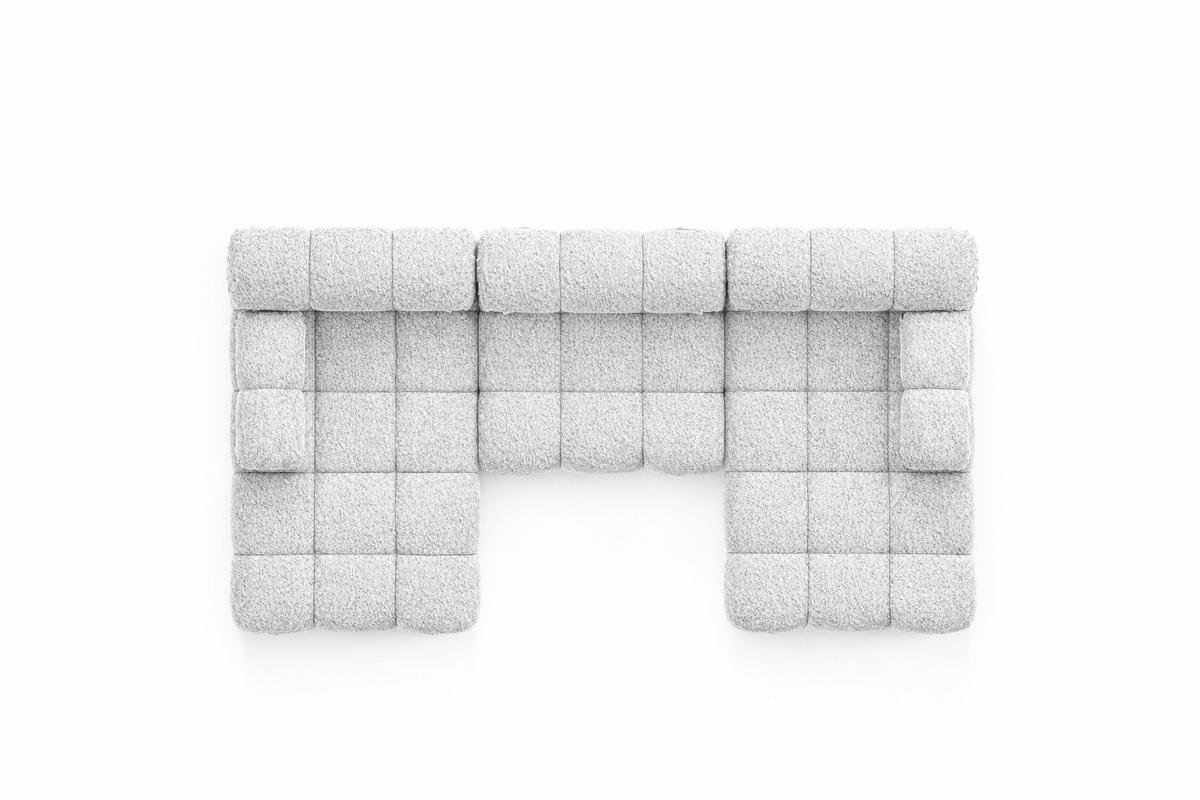 ECKSOFA U-Form, Stoff Bouclé Abriamo, Hellgrau, Selia U - Hellgrau, Holz (285/70/160cm) - Kaiser Möbel