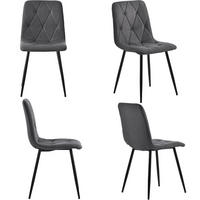 ESSZIMMERSTUHL 4-Tlg Dunkelgrau, Twill Leinen, Metallbeine - Grau, Naturmaterialien (45/86/40cm) - FLIEKS