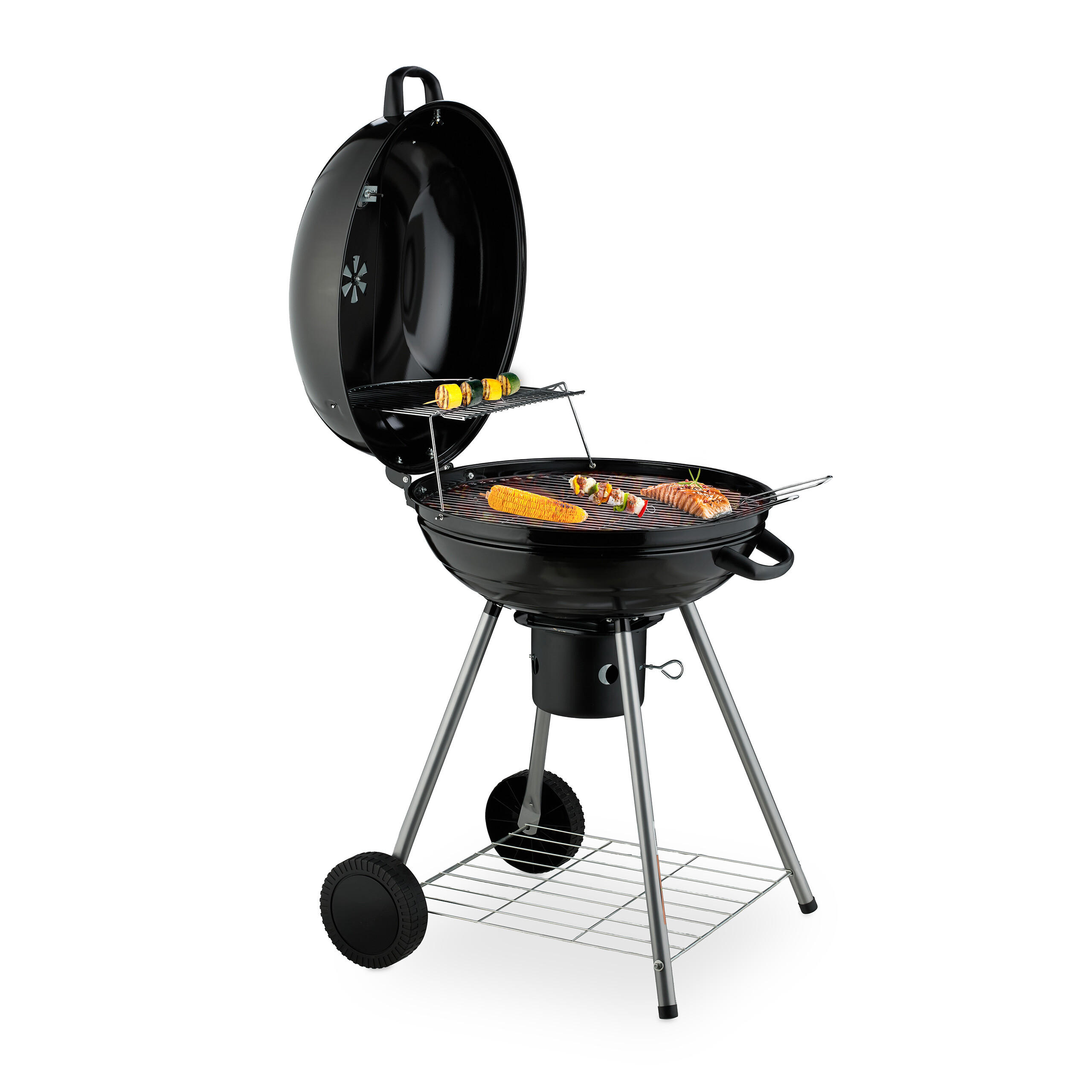 KUGELGRILL - Schwarz, Kunststoff/Metall (57/87.5cm) - Relaxdays