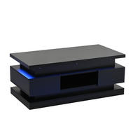 COUCHTISCH 100/50/40 cm höhenverstellbar mit LED-Beleuchtung, USB-Anschluss und 2 Schubladen, Schwarz - Schwarz, Holzwerkstoff (100/50/40cm) - Redom