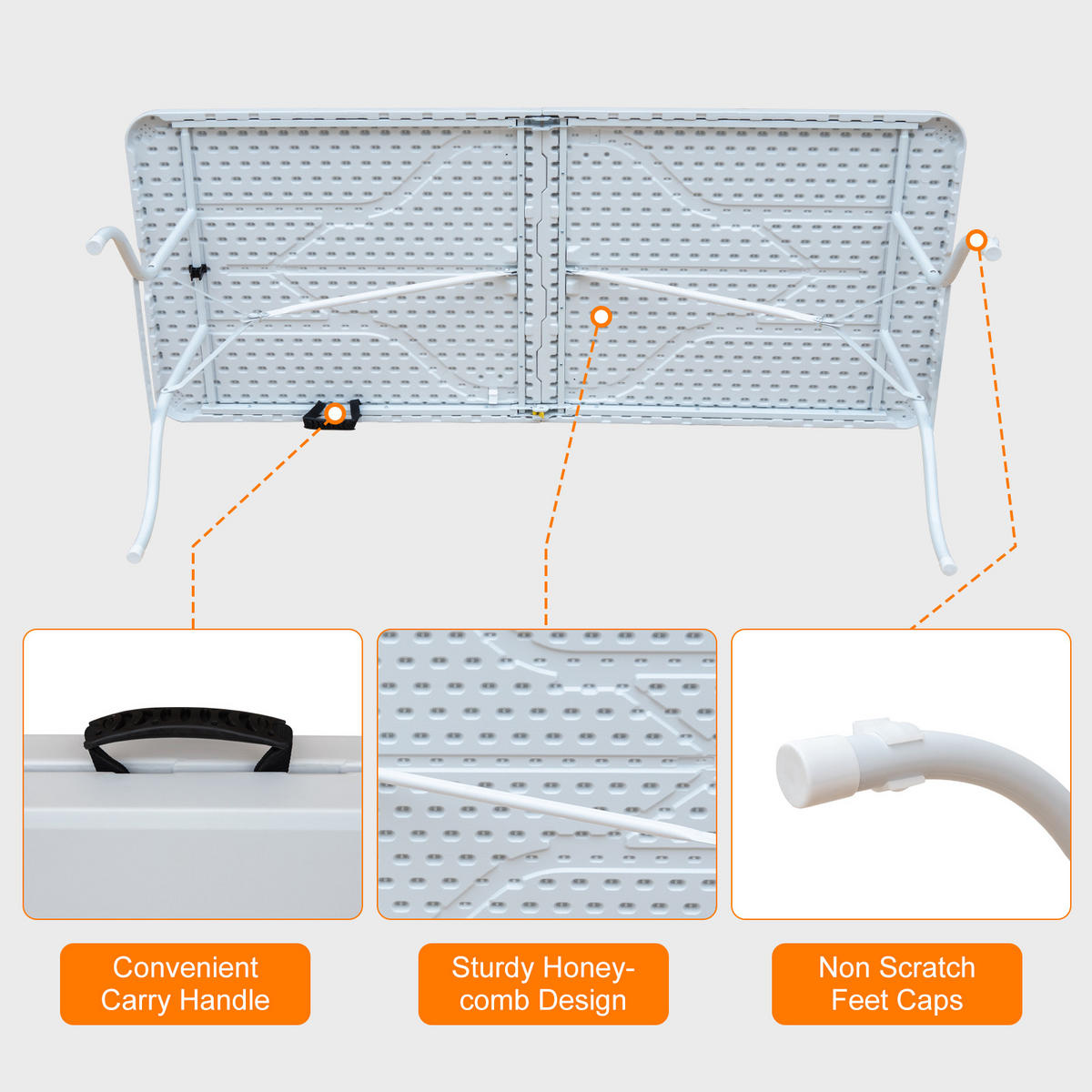 KLAPPTISCH 180 cm Weiß - Blau, Kunststoff (180/73.6/73.6cm) - ComfortXL