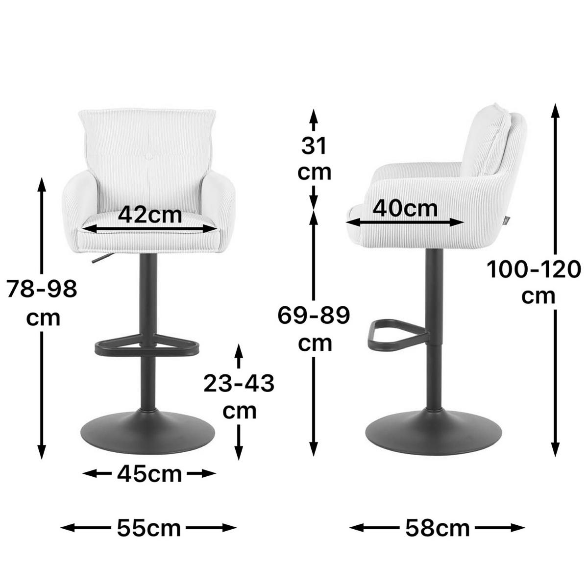 BARHOCKER Nova 2er-Set - Creme/Schwarz, Textil/Metall (55/100/58cm) - DUBI Möbel
