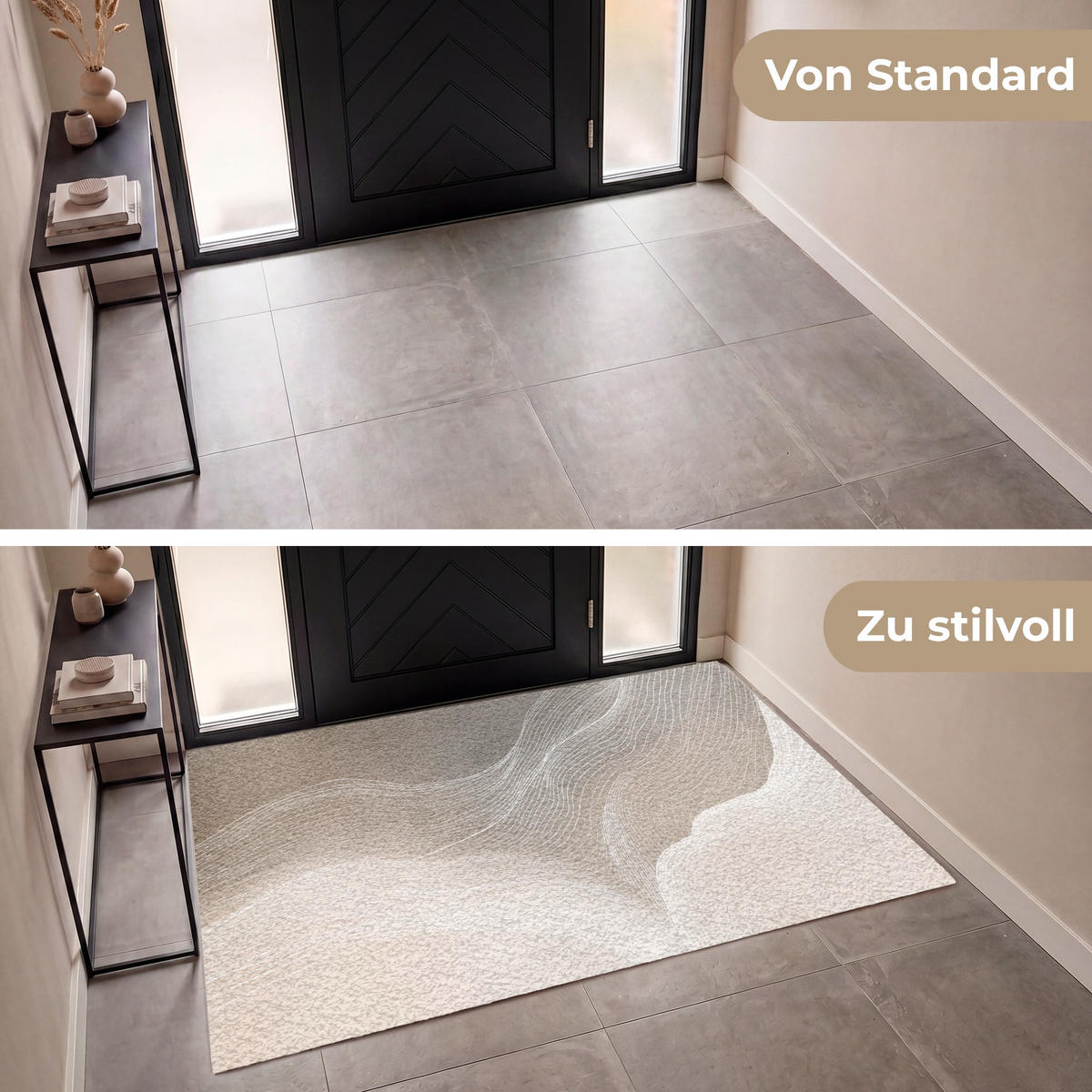 FUSSMATTE Wellenlinien - Luftströme - Harmonisch Schmutzfänger 180x120 cm - Beige, Kunststoff (180/120cm) - MuchoWow