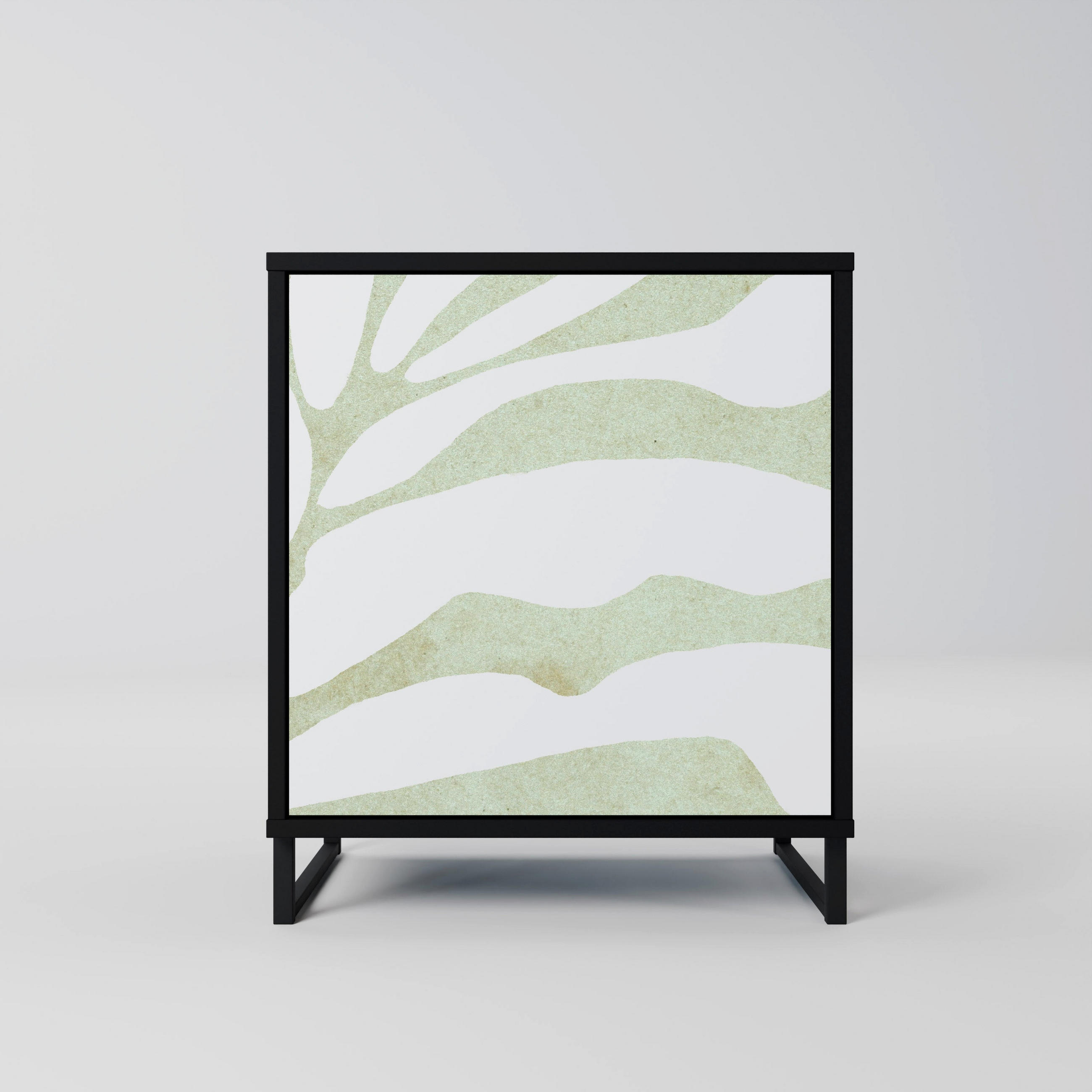 SIDEBOARD BOTANICAL SPARK, Schwarz, 57,5x42x67,5 cm, Schwarze Metall-Rahmenfüße - Multicolor/Schwarz, Holzwerkstoff/Metall (57.5/67.5/42cm) - SpaceRebels