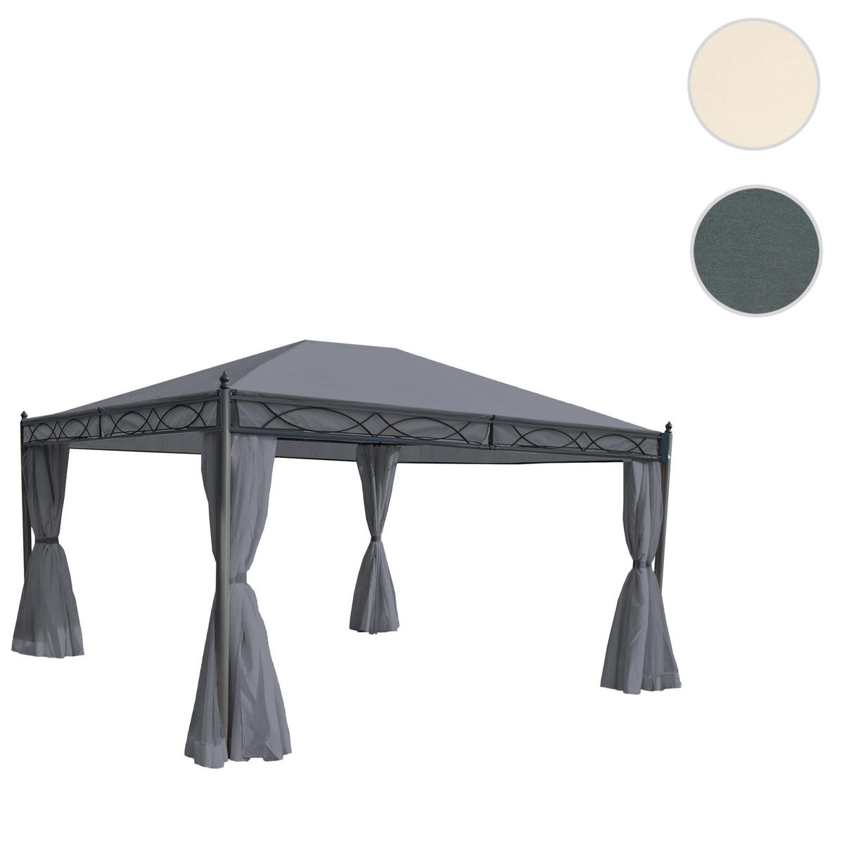 PERGOLA Cadiz 273x400x300cm Grau Seitenwand + Moskitonetz - Grau, Metall (400/273/300cm) - BERLINLODGE