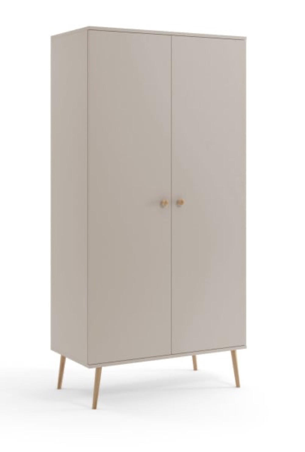 SCHRANK Kaschmir Boho Tiefe Holzbeine 2 Regale Und Kleiderstange - Kaschmir/Eichefarben, Holzwerkstoff (100/202/52cm) - Sepro Meble