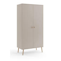 SCHRANK Kaschmir Boho Tiefe Holzbeine 2 Regale Und Kleiderstange - Kaschmir/Eichefarben, Holzwerkstoff (100/202/52cm) - Sepro Meble