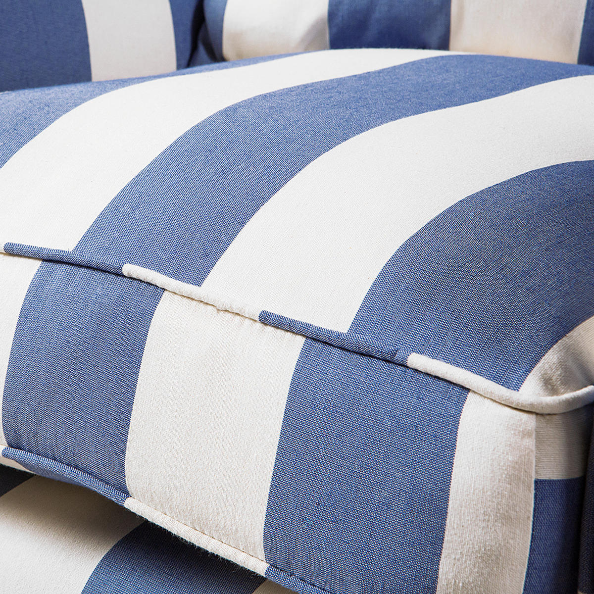 SESSEL ohne Hocker - Webstoff - Blau gestreift - Blau, Holz/Textil (78/95/78cm) - home24