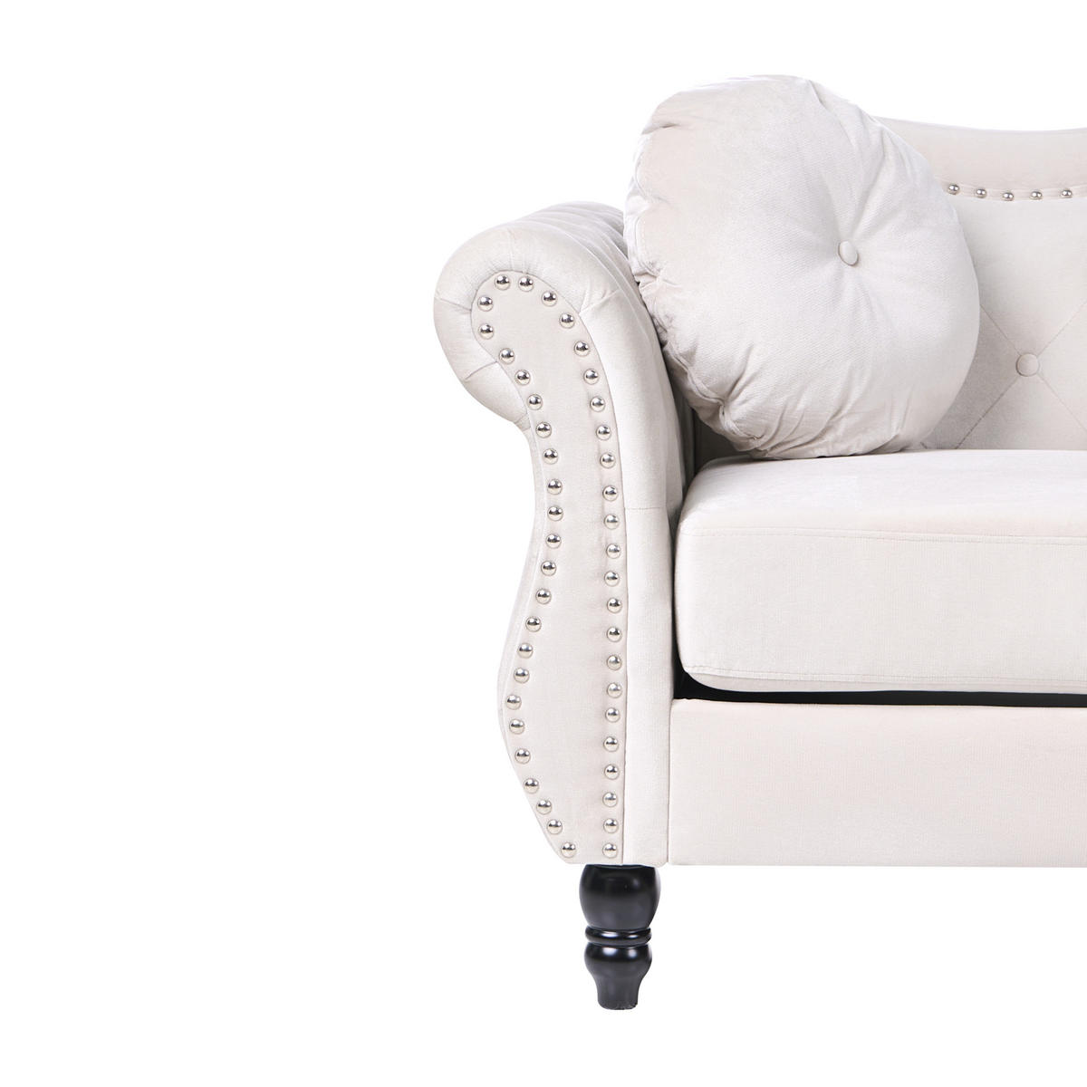 3-SITZER-SOFA Samtstoff Hellbeige Skien - Beige/Schwarz, Textil (204/86/78cm) - Beliani