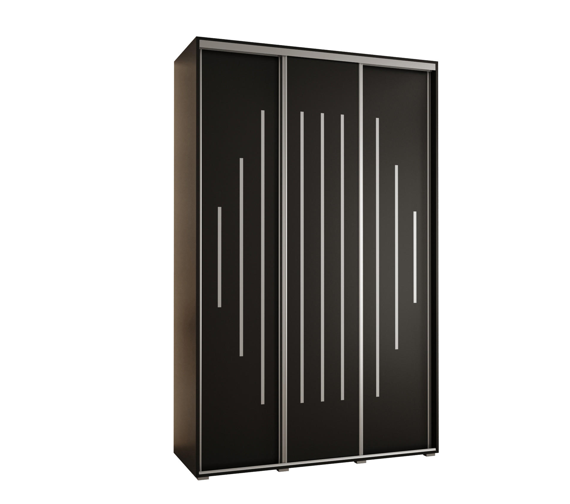 Abiks Möbel Schwebetürenschrank Schwarz, Schwarz, Silber 160x235x60 cm