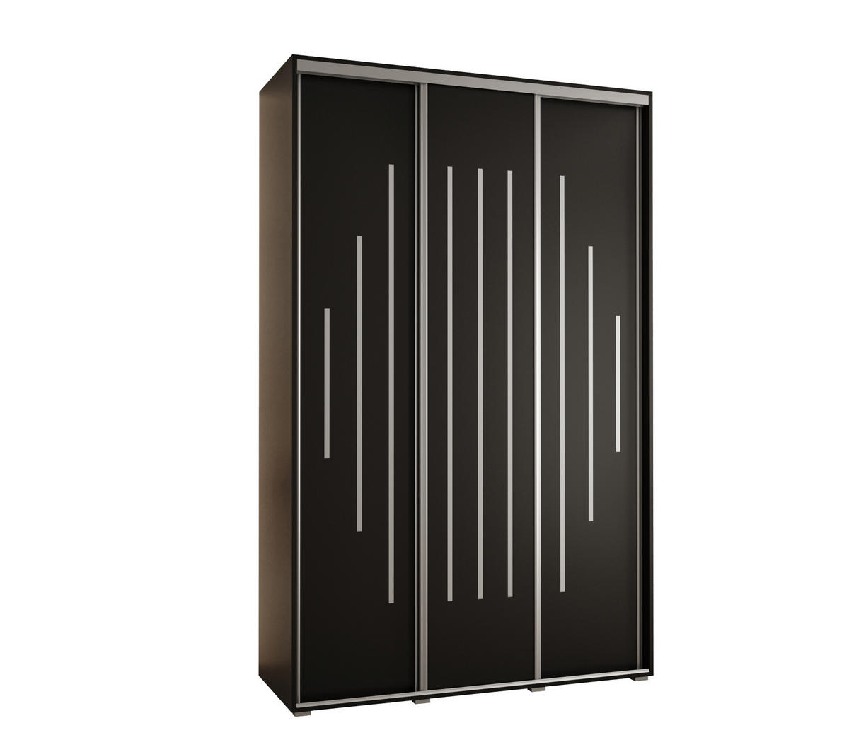 SCHWEBETÜRENSCHRANK 235,2/160/60 3-türig - Silberfarben/Schwarz, Holz/Metall (160/235/60cm) - Abiks Möbel